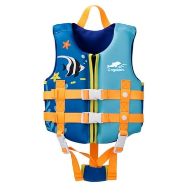 Gogokids Kids Life Jacket, Swim Vest Toddler Flotation Swimming Aid with Adjustable Safety Strap Bouyancy Swimwear,Blue Fish