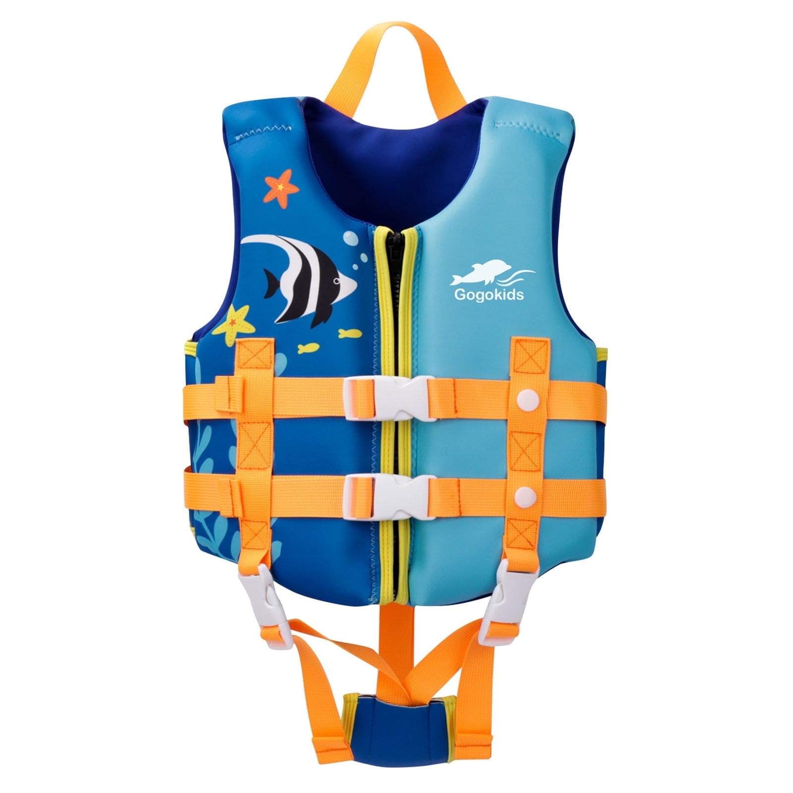 Gogokids Kids Life Jacket, Swim Vest Toddler Flotation Swimming Aid with Adjustable Safety Strap Bouyancy Swimwear,Blue Fish