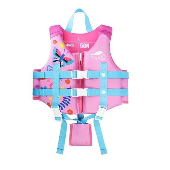 Koorium Kids Swim Jacket Float Life Vest Buoyancy Swimwear Toddler Swimming Training Aid with Adjustable Safety Straps, Pink, M (4-5 Years/35-40lbs)