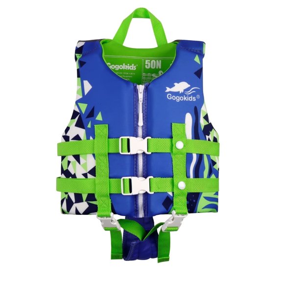 Gogokids Kids Swim Jacket Life Vest Toddler Float Swimsuit with Adjustable Safety Straps Swimming Training Buoyancy Aid Swimwear Blue S, 2-3 Years