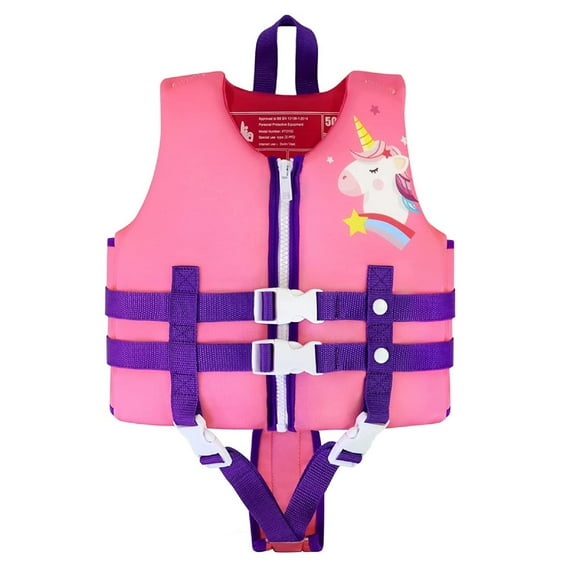 Gogokids Kids Swim Vest Float Life Jacket Toddlers Buoyancy Suit Swimming Training Aid Swimwear for Girls, Pink Unicorn