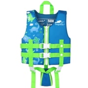 Gogokids Kids Swim Vest Life Jacket Flotation Swimming Aid with Adjustable Safety Strap Age 1-9 Years/22-50Lbs, Blue Dinosaur