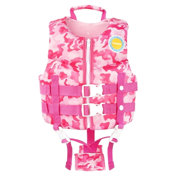Gogokids Kids Swim Vest Life Jacket-Toddler Flotation Buoyancy Swimsuit Trainer Vests Swimming Aid Jacket for Boys/Girls Age 1-9 Years,Camouflage Pink