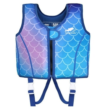 Gogokids Kids Swim Vest,Toddler Flotation Life Jacket Boys Girls Swimwear Buoyancy Swimming Training Suit with Adjustable Crotch Straps, Blue, M(4-6Years/37-47lbs)