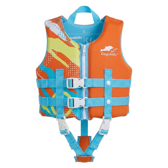 Gogokids Kids Swim Vest Life Jacket,Toddler Float Jacket with Dual Safety Straps for 2-9 Years Boys & Girls,Swimming Aid for Pool, Beach & Puddle