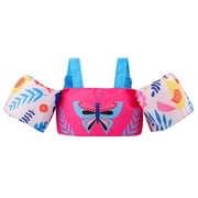 Gogokids Swim Vest Kids Swimming Float Jacket with Armbands Toddler Swimming Training Swimwear for 2-6 Years,30-50lbs,Rose Red