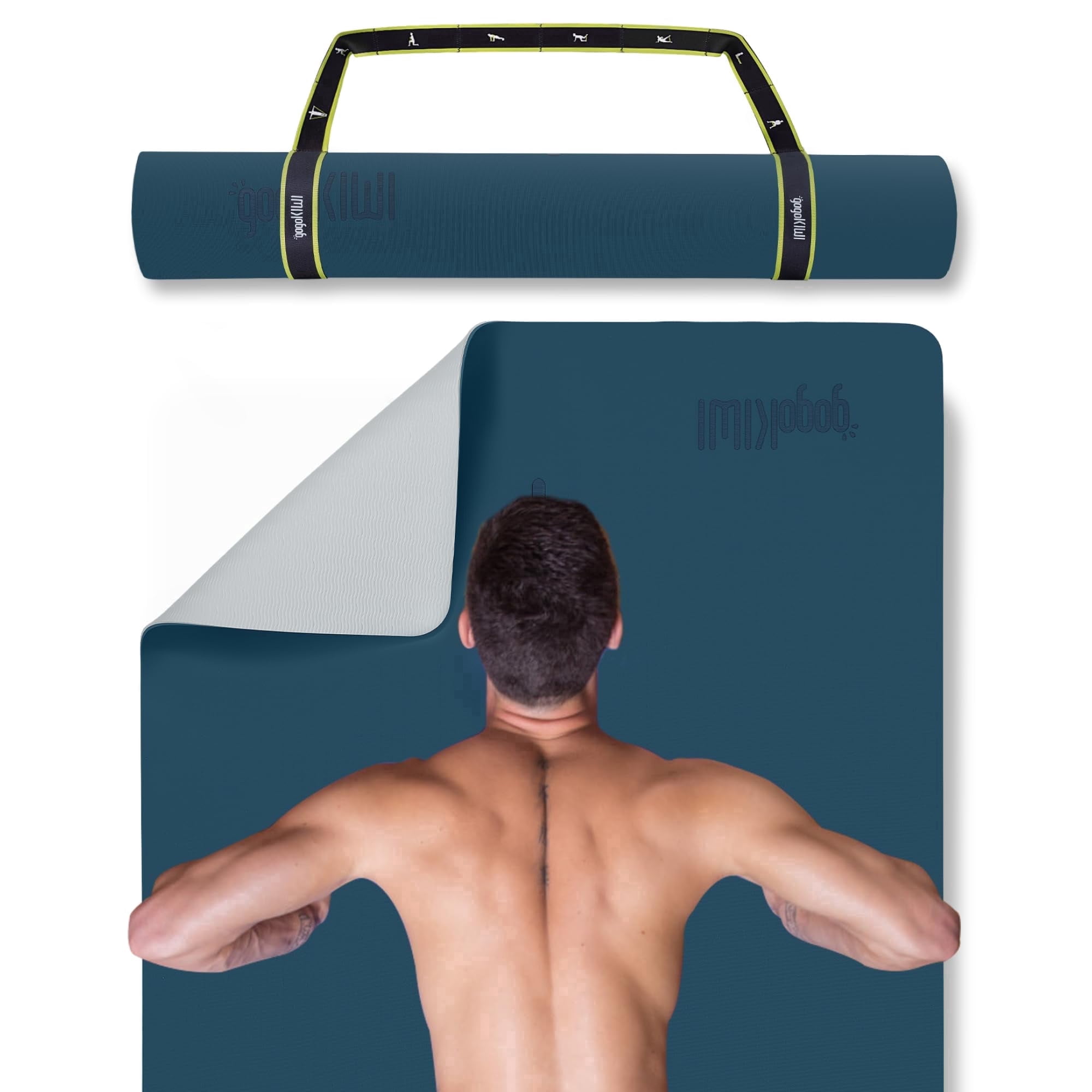Gogokiwi Extra Wide Yoga Mat for Men Women (72"L x 36"W x 1/4" Thick) Non Slip Fitness & Exercise Mat with Alignment Marks for Yoga, Pilates, Floor Workouts