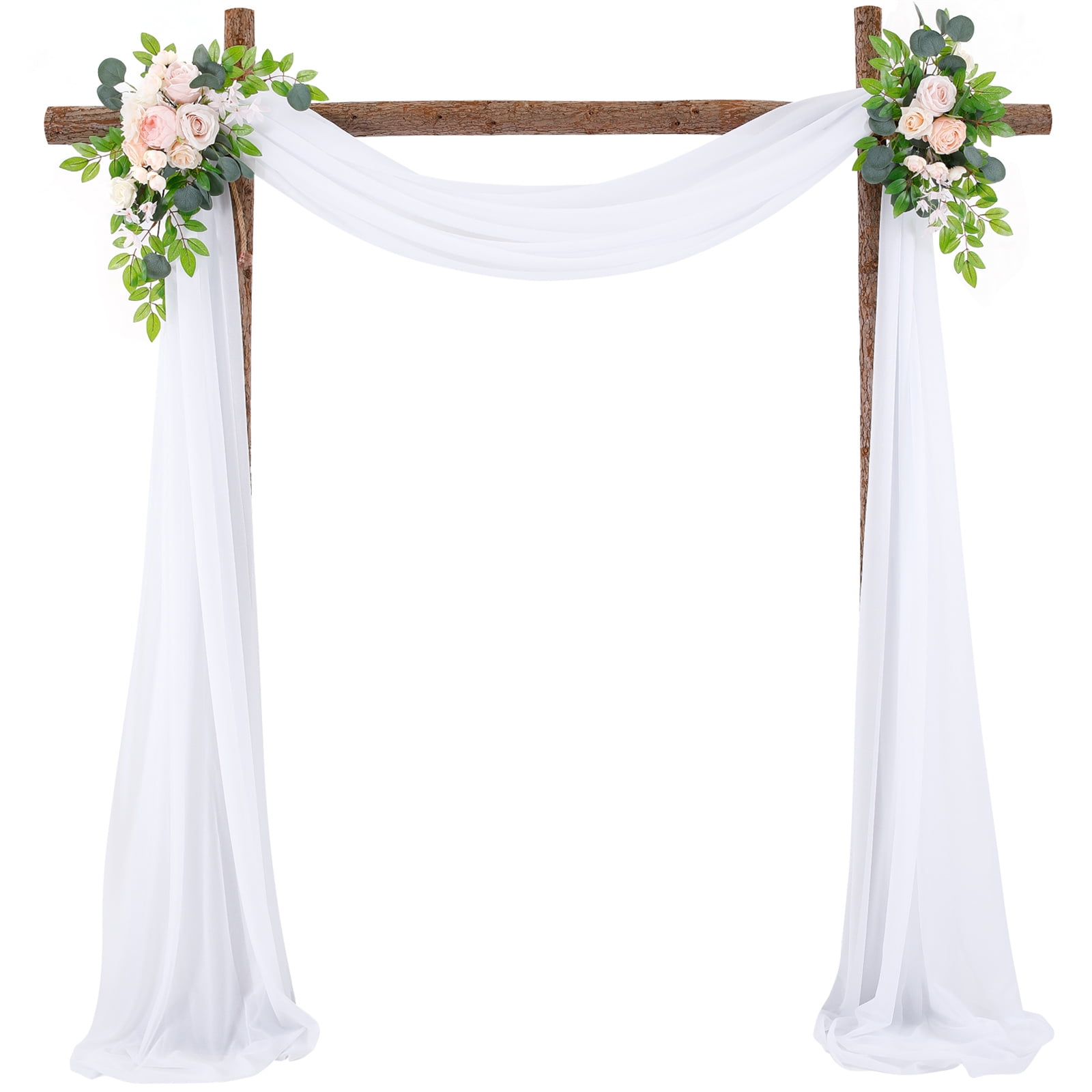 Gogosir 1 Panels Wedding Arch Drapery With Artificial Flower Curtain