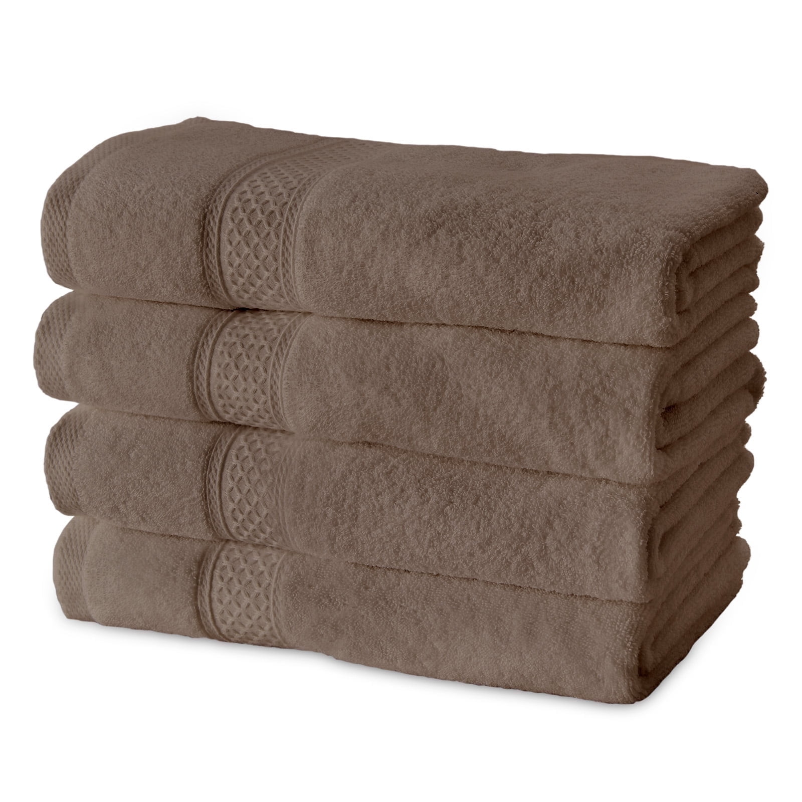 Gogreen 100% Cotton 4-Pack Bath Towel Sets of 4, Bath Towel Highly Absorbent Towels for Bathroom, Gym, Hotel (Brown)