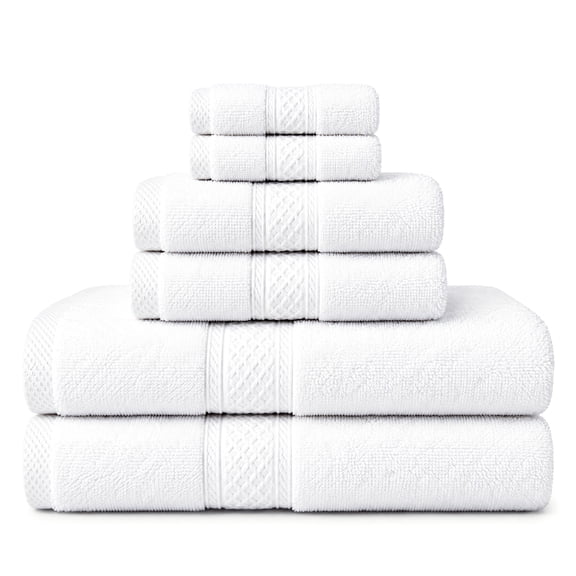 Gogreen 100% Cotton Bath Towel Sets of 6 Pieces, White