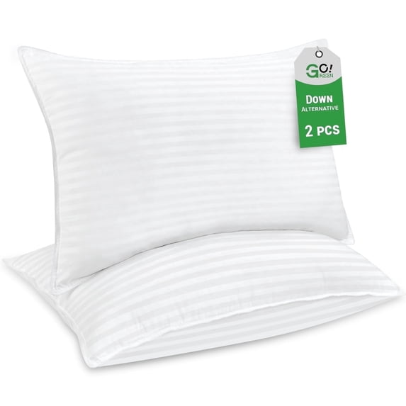 Gogreen 2 Pack Pillows for Bed, Standard Size Pillows Insert for Side and Back Sleepers, Soft Down Alternative Microfiber Filled Extra Firm Pillows, 20 x 26 Inches