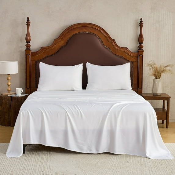 Gogreen 4PC Bamboo Queen Sheet Set, Deep Pocket Fit 16", Breathable Super Soft Luxury Hotel Style Home Decor Queen Size Sheet Set, Gift for Women, Men - 2 Pillowcases, 1 Flat Sheet, 1 Fitted Sheet