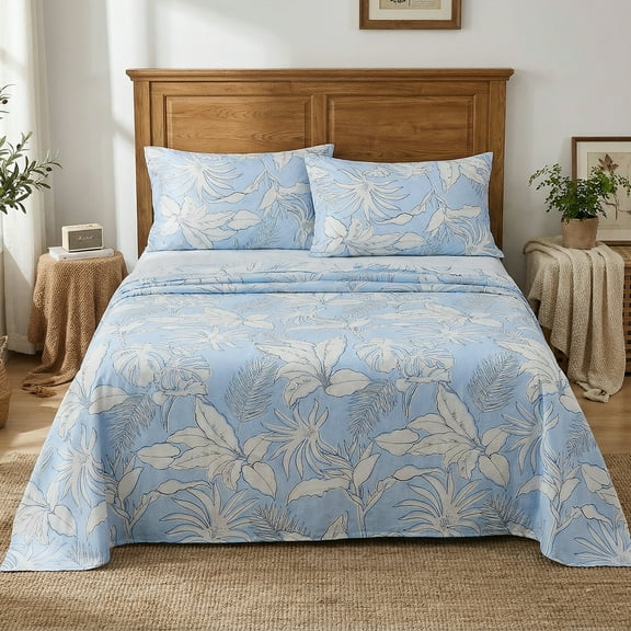 Gogreen 100% Cotton 4PC Deep Pocket Full Sheet Set Fit 16", Breathable Super Soft Full Size Sheet Set, Luxury Hotel Style Home Decor Full Bed Sheet Set, Gift for Women, Men