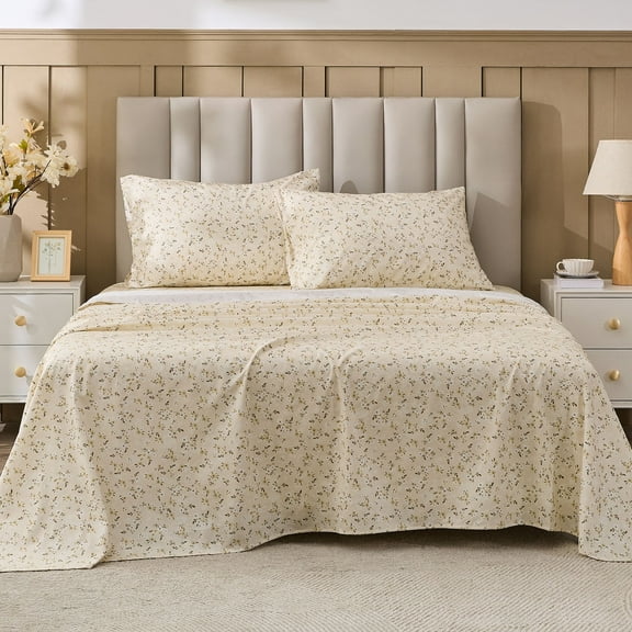 Gogreen 100% Cotton 4PC Deep Pocket Queen Sheet Set Fit 16", Breathable Super Soft Queen Size Sheet Set, Luxury Hotel Style Home Decor Queen Bed Sheet Set, Gift for Women, Men