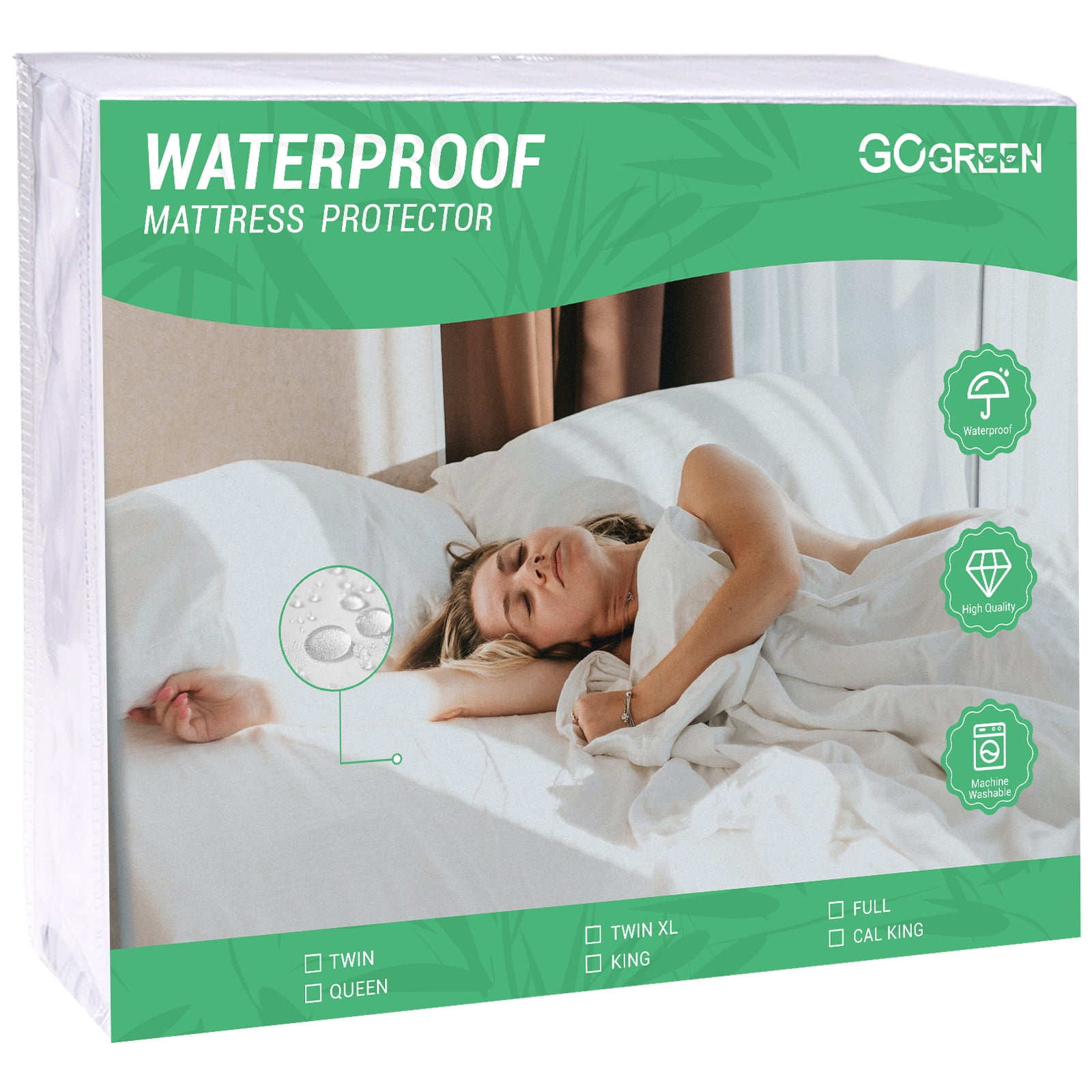 Gogreen Bamboo Jersey Waterproof Mattress Protector All Seasons Twin
