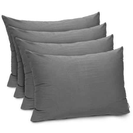 Gogreen Bamboo Rayon Waterproof Pillow Protector, Breathable Pillow Cover, Cooling Pillow Case Protector with Zipper, Super Soft Pillow Case Cover with Zipper (4 Packs, Standard 20"x26", Dark Grey)