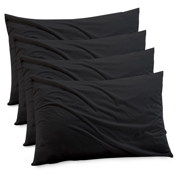 Gogreen Bamboo Rayon Waterproof Pillow Protector, Breathable Pillow Cover, Cooling Pillow Case Protector with Zipper, Super Soft Pillow Case Cover with Zipper (4 Packs, King 20"x36", Black)
