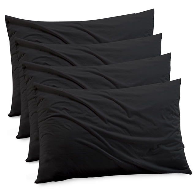 Gogreen Bamboo Rayon Waterproof Pillow Protector, Breathable Pillow Cover, Cooling Pillow Case Protector with Zipper, Super Soft Pillow Case Cover with Zipper (4 Packs, Queen 20"x30", Black)