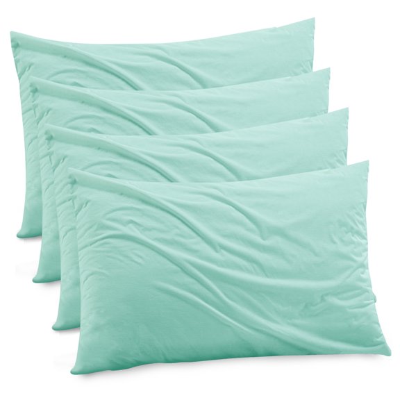 Gogreen Bamboo Rayon Waterproof Pillow Protector, Breathable Pillow Cover, Cooling Pillow Case Protector with Zipper, Super Soft Pillow Case Cover with Zipper (4 Packs, King 20"x36", Spa Blue)