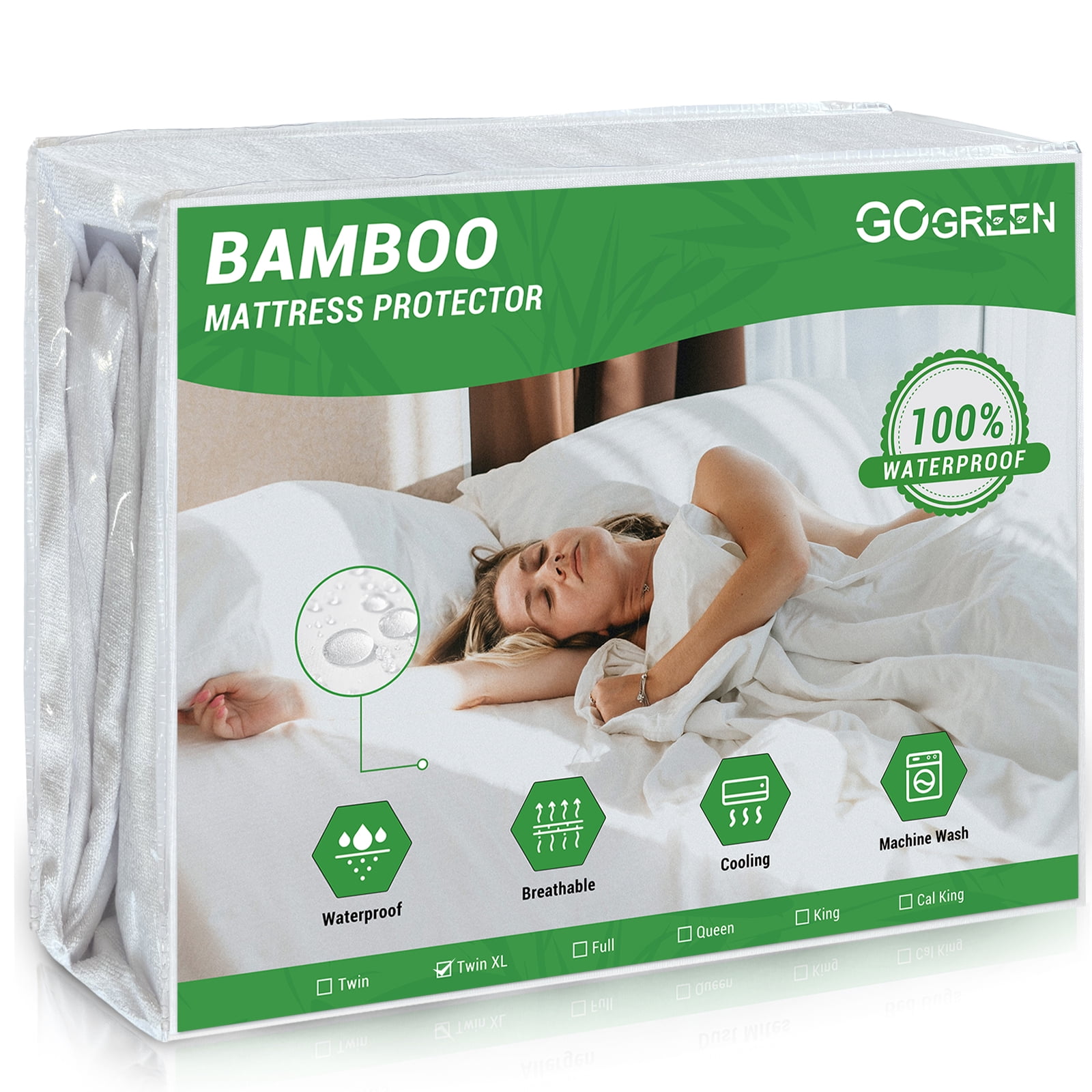 Gogreen Bamboo Terry Twin XL Size Mattress Protector Waterproof All