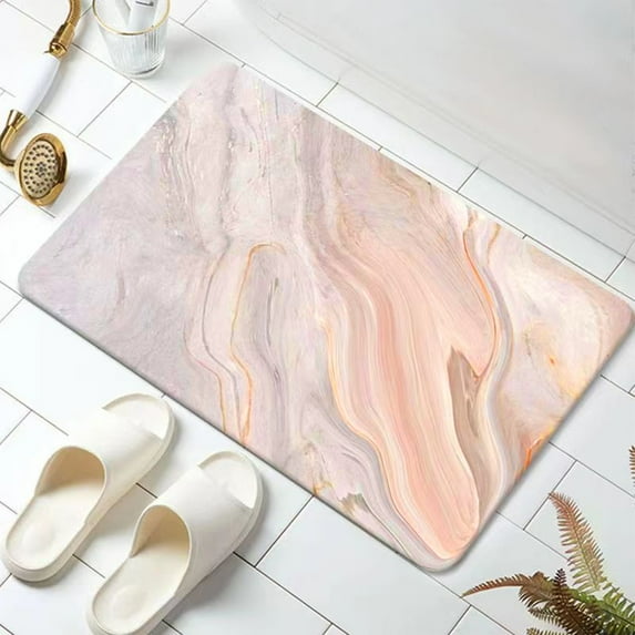 Gogreen Bath Mat - Bathroom Mat Rug Non Slip Super Absorbent Stain Resistant Quick Dry Thin Bathroom Rug-Bath Mats for Bathroom Floor Bathtub Vanity-Bathmat Bath Rug Easy Care (Pink, 16"x24")