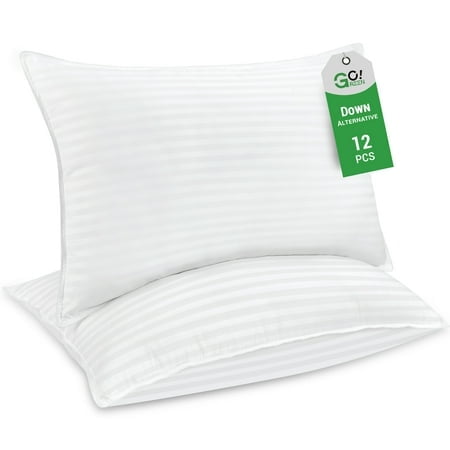 Gogreen Bed Pillows for Bed Queen Size Extra Firm Pillows, Set of 12, Hotel Quality Pillow Insert for Back, Stomach or Side Sleepers, 20 x 30 Inches