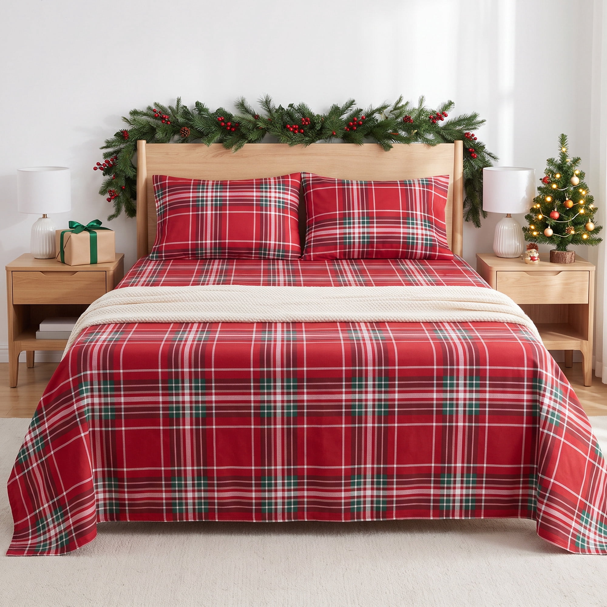 Gogreen Christmas Full Sheet Set 4-Piece, Microfiber Bed Sheets Deep ...