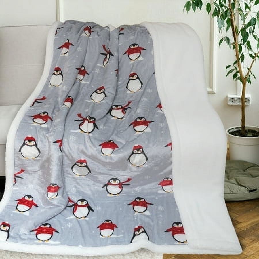 Gogreen Christmas Sherpa Fleece Throw Blanket for Couch Bed Sofa Adults