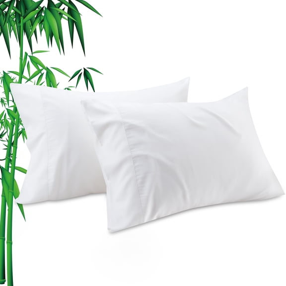 Gogreen Cooling Pillow Cases (Set of 2) for Hot Sleepers & Night Sweats, Rayon Derived from Bamboo Pillow Case, Breathable and Silky Soft Envelope Pillowcases (White, Queen 20"x30")