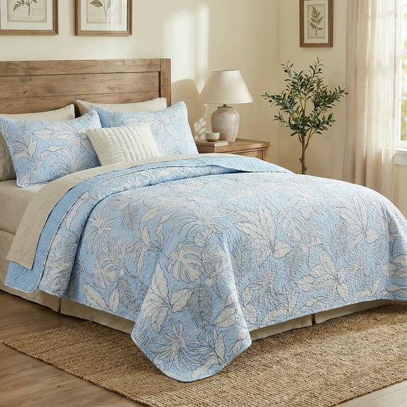 Gogreen Luxury Printed Quilt Set Queen Size, Lightweight Comforter Set, Oversized Bedspread Coverlet Quilted Bedding Set, with 2 Matching Pillowcases, for All Season