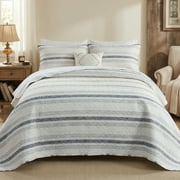 Gogreen Luxury Printed Quilt Set Queen Size, Lightweight Comforter Set, Oversized Bedspread Coverlet Quilted Bedding Set, with 2 Matching Pillowcases, for All Season