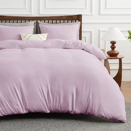 Hitime Luxury Queen Duvet Cover, Soft & Breathable Microfiber 3 Pieces Queen Bedding Sets, Queen Comfy Duvet Cover, with Zipper Closure