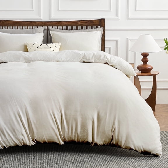 Hitime Luxury Queen Duvet Cover, Soft & Breathable Microfiber 3 Pieces Queen Bedding Sets, Queen Comfy Duvet Cover, with Zipper Closure