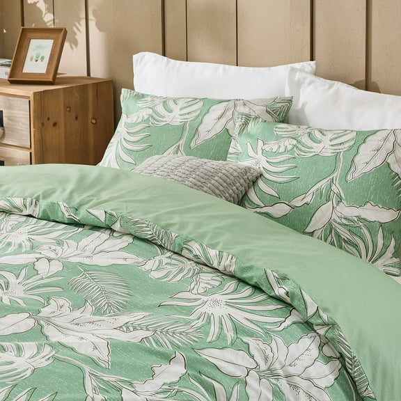 Gogreen 100% Cotton 3 Pieces Luxury Twin Duvet Cover Floral, Soft & Breathable Twin Bedding Sets, Pattern Twin Comfy Duvet Cover, with Zipper Closure