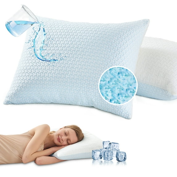 Gogreen Official King Size Shredded Memory Foam Bed Pillow - Adjustable, Washable Cover