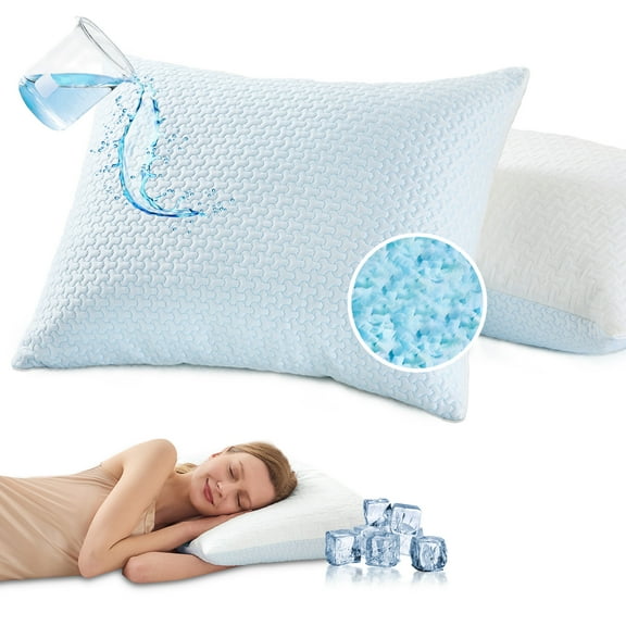 Gogreen Official King Size Shredded Memory Foam Bed Pillow - Adjustable, Washable Cover