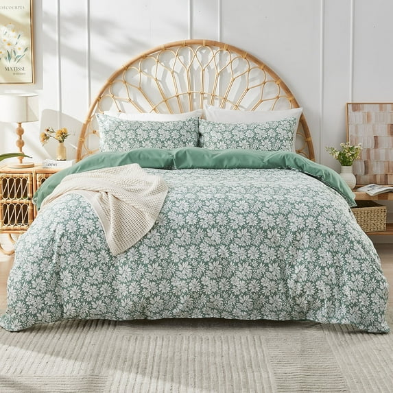 Gogreen Queen Duvet Cover Set, Soft & Breathable Microfiber 3 Pieces Queen Bedding Sets, Pattern Queen Comfy Duvet Cover Set, with Zipper Closure (Queen)