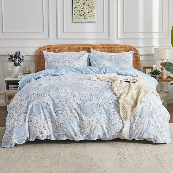 Gogreen Queen Duvet Cover Set, Soft & Breathable Microfiber 3 Pieces Queen Bedding Sets, Pattern Queen Comfy Duvet Cover Set, with Zipper Closure (Queen)