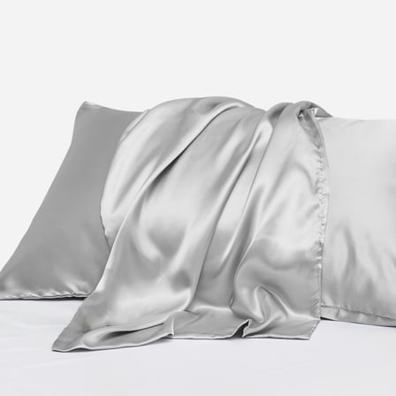 Gogreen Satin Pillowcase for Hair and Skin, Silk Satin Pillowcase 2 Pack, Pillow Cases Set of 2, Silky Pillow Cover with Envelope Closure (20"x26", Silver Grey, Standard)