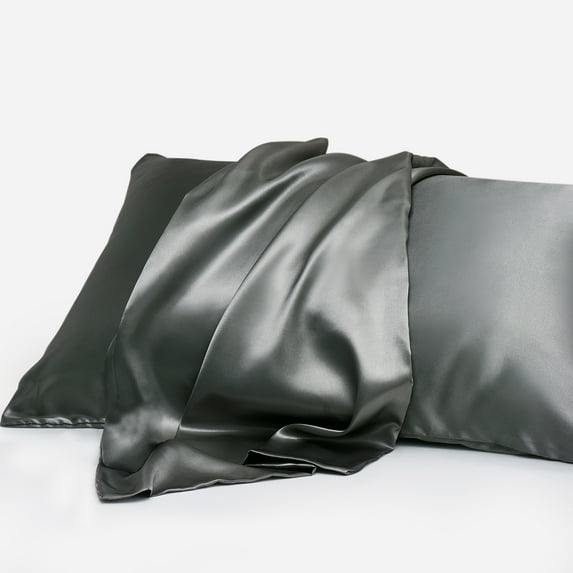 Gogreen Satin Pillowcase for Hair and Skin, Silk Satin Pillowcase 2 Pack, Pillow Cases Set of 2, Silky Pillow Cover with Envelope Closure (20"x30", Grey, Queen)