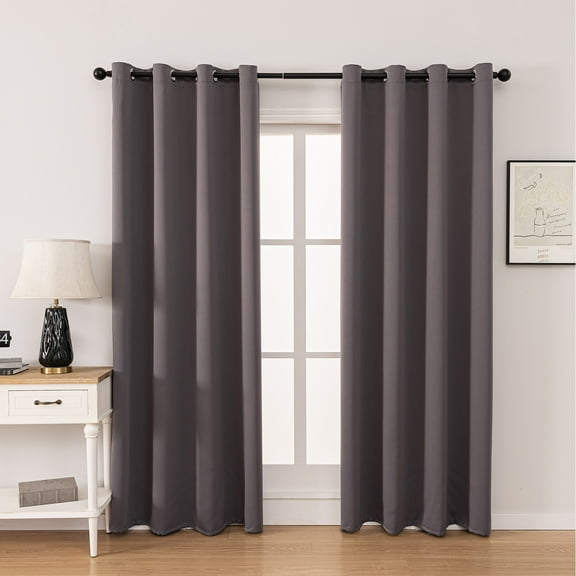 Gogreen Solid Thermal Insulated Grommet Blackout Curtains/Drapes for Bedroom Window (2 Panels, 42x63 inch, Grey)