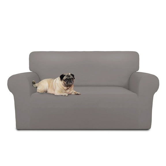 Gogreen Super Stretch Sofa Slipcover – Spandex Non Slip Soft Couch Sofa Cover, Washable Furniture Protector with Non Skid Foam and Elastic Bottom for Kids, Pets (Sofa, Grey)