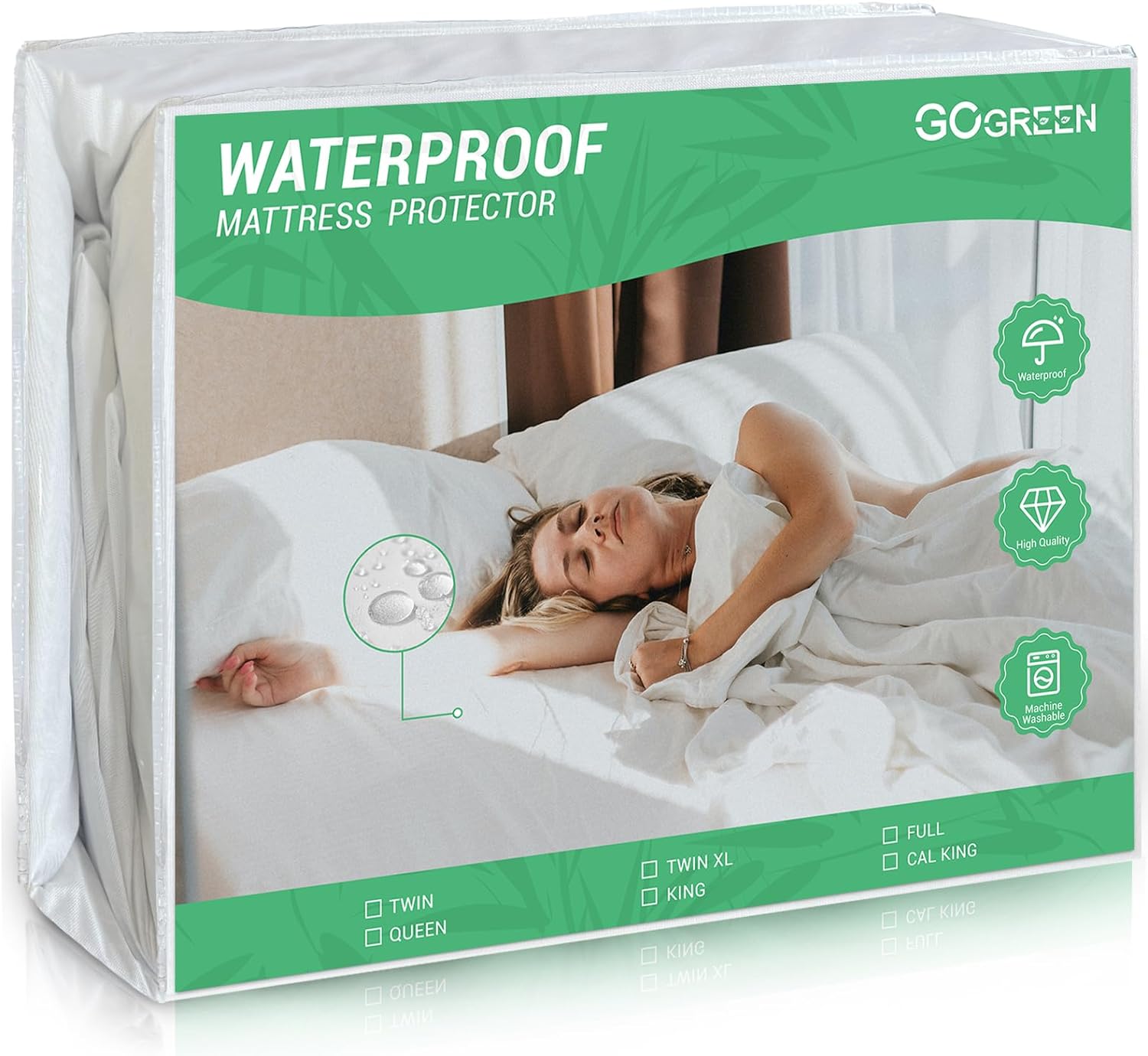 Gogreen Waterproof Mattress Protector, Breathable AllSeason Bed