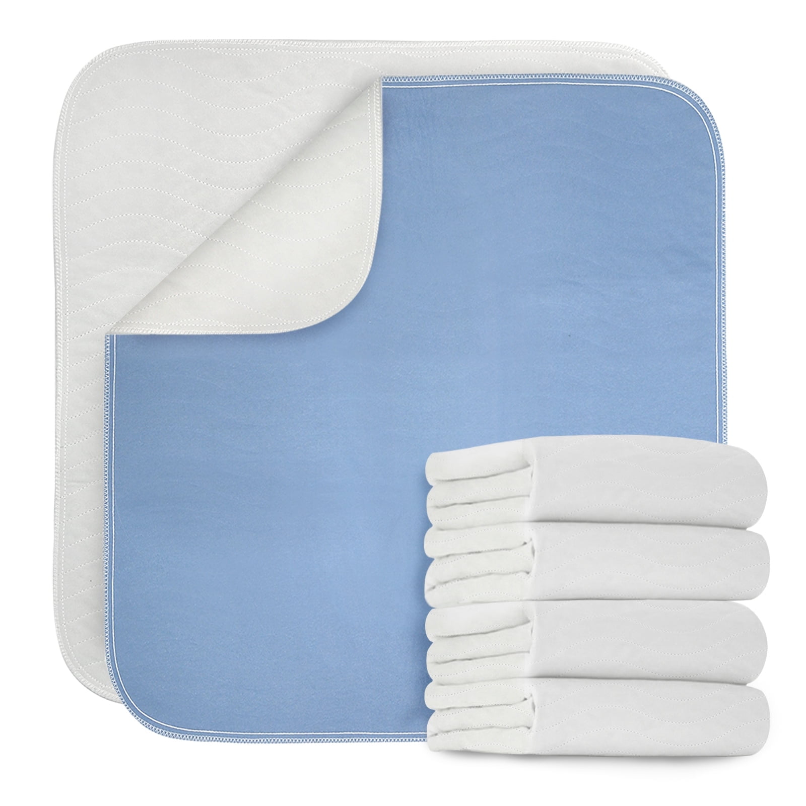 Gogreen Waterproof Reusable Underpads, 4-Layer Heavy Absorbency & Quilted Washable Pads for Kid, Adult, Elderly & Pet, Bedwetting Incontinence Pad for Bed, Sofa, Floor, Couch (34" x 36", Pack of 4)