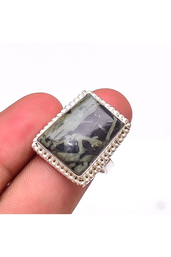 Gogunjula Jasper - Africa Designer Handmade 925 Sterling Silver Ring S.9 R11