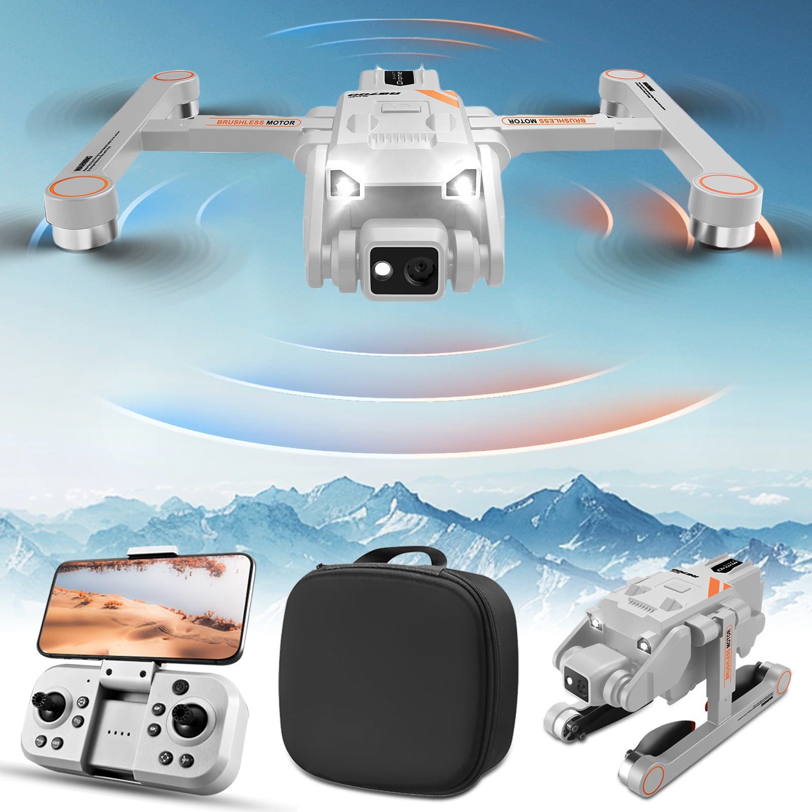 Gogusuu Clearance Sale, Brushless Motor Drone With 1080P Camera 2.4G WIFI FPV RC Quadcopter With Headless Mode Follow Me Altitude Hold Obstacle Avoidance Toys Gifts For Kids Adults