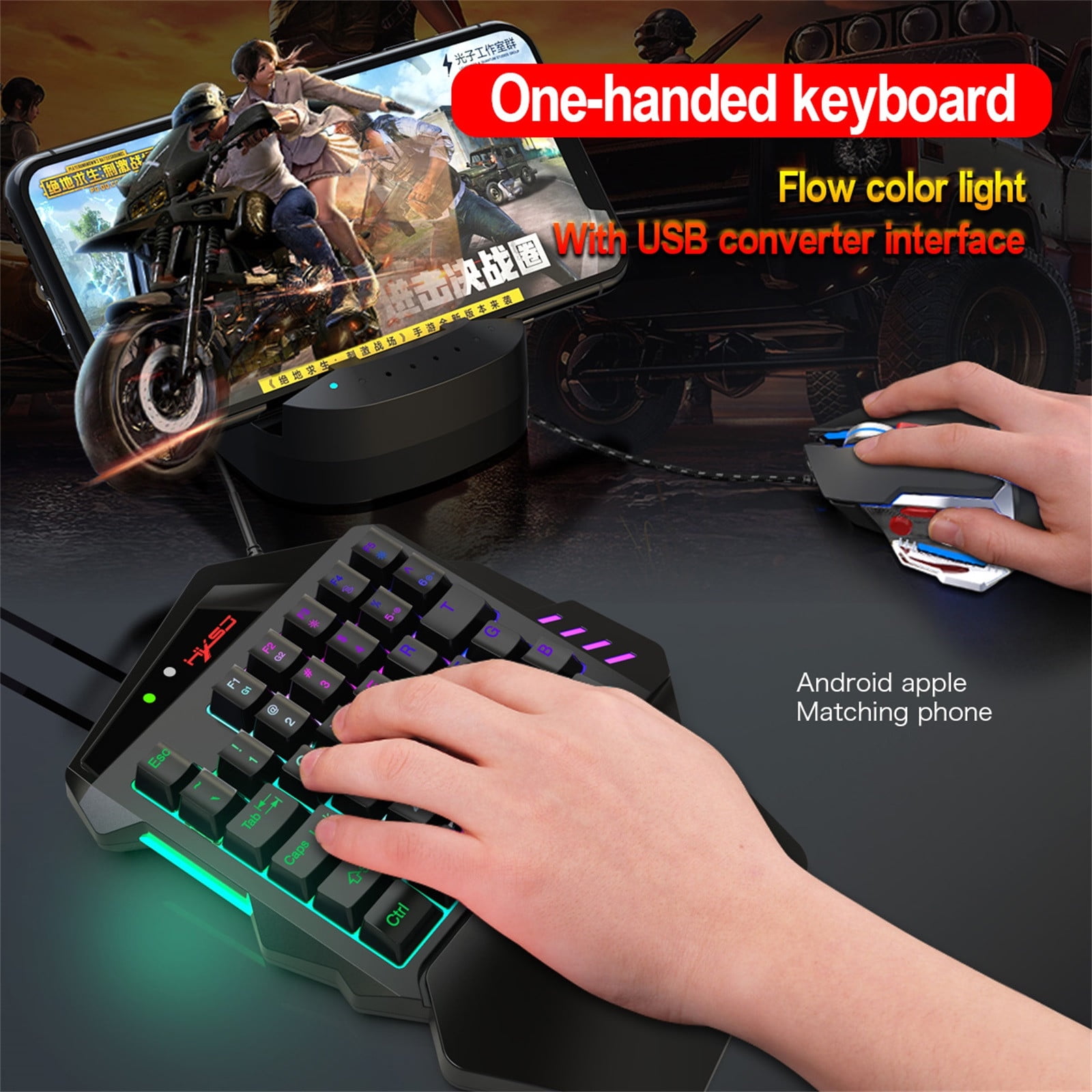 Gogusuu Keyboard Mouse Combo Back To School Sale Items Mini One-Handed Gaming backlit Keyboard Set 35 Keys Mini USB Wired Keyboard Gift