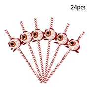 Gogusuu Straws Drinking Plastic，Straws Disposable 24PCS Halloween Disposable Straws Spider Pumpkin Witch Straws Insert 2023 Halloween Decoration HappyHalloween Party Supplies Birthday Decoration