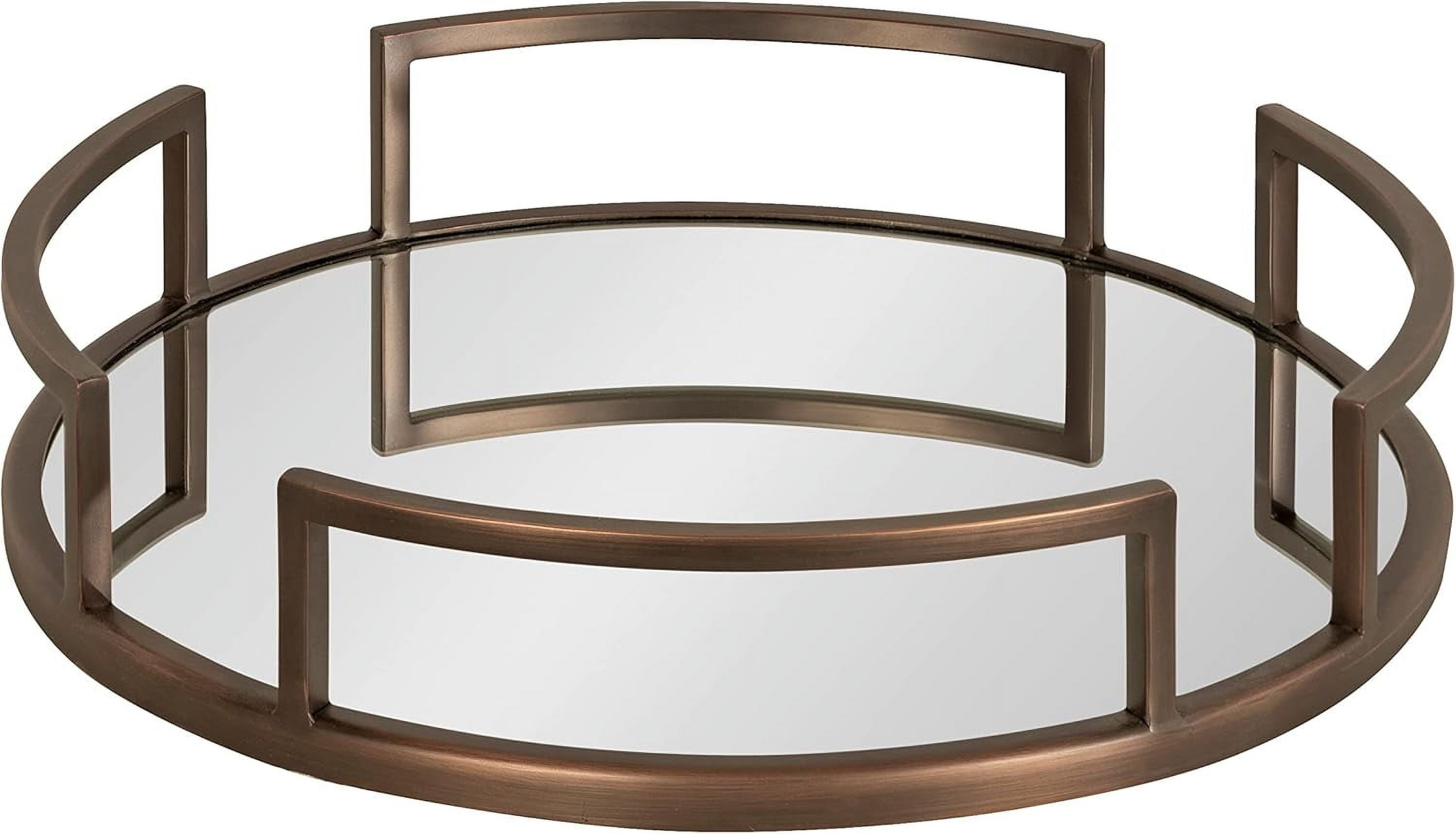 Bronze Round Mirrored Glass Decorative Tray, 16 Inch