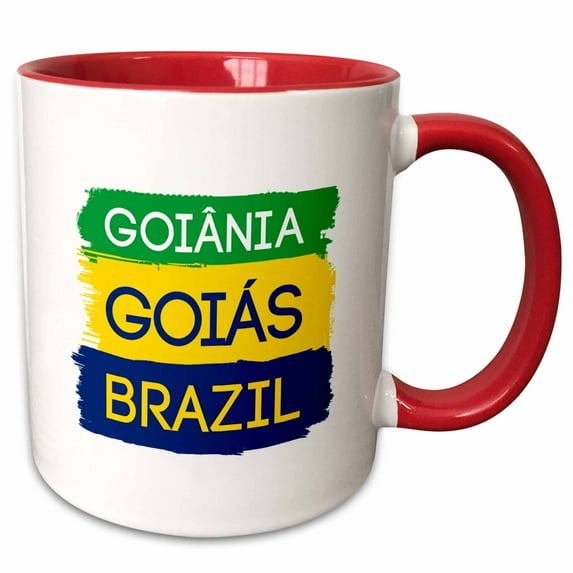 3drose, Goiania, Goias National Colors Patriot Brazil Home Town Design, 15oz Two-tone Red Mug